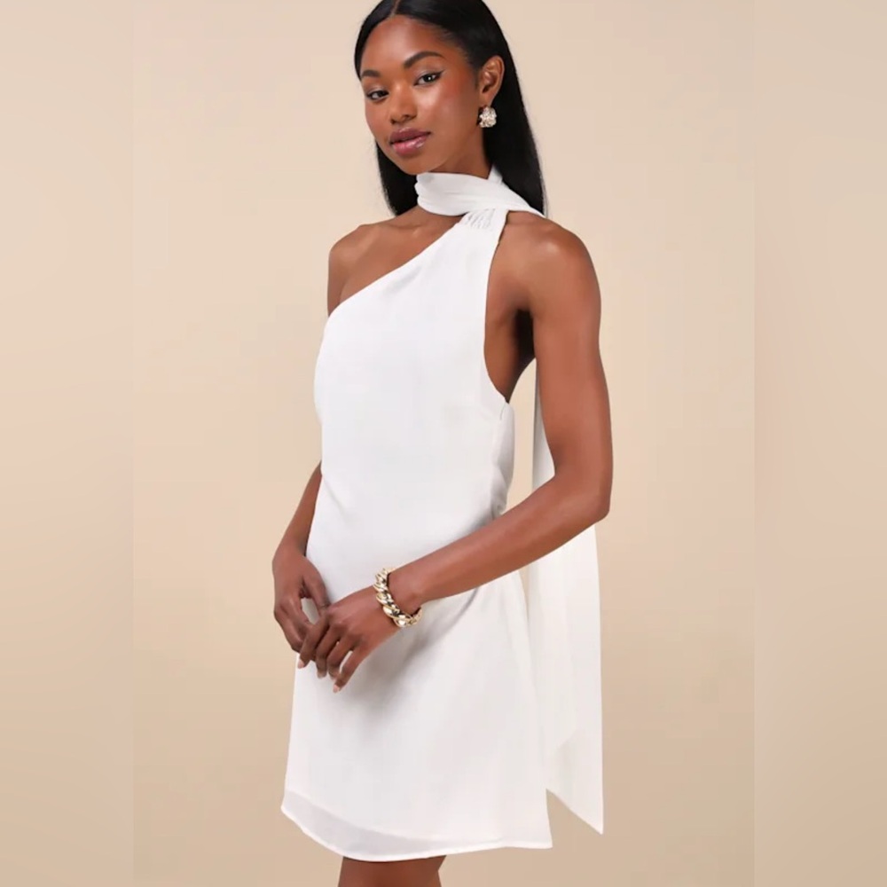 Lulus One-Shoulder Mini Dress With Sash